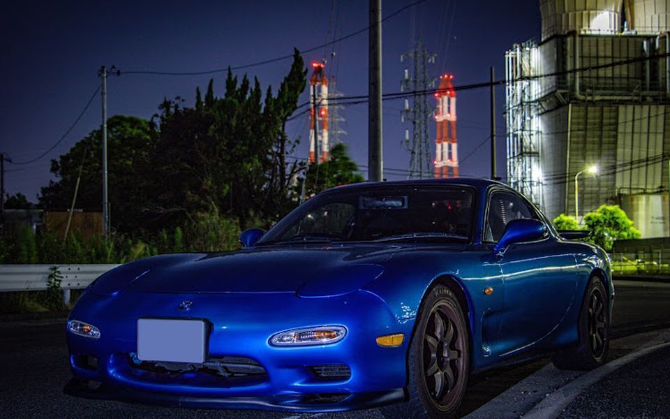 Mazda RX-7 FD3S 青 夜景